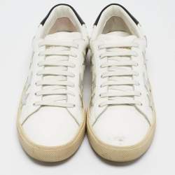 Saint Laurent White Leather Court Classic California Star Sneakers Size 41