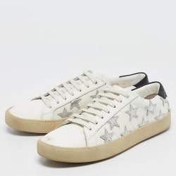 Saint Laurent White Leather Court Classic California Star Sneakers Size 41