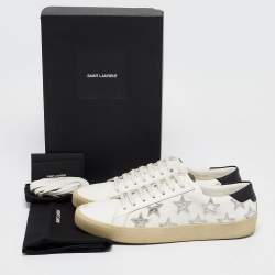Saint Laurent White Leather Court Classic California Star Sneakers Size 41