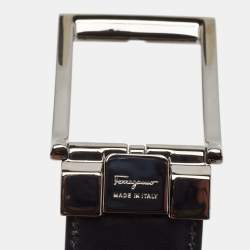Pre Owned Salvatore Ferragamo Black Leather Reversible Cut to Size Belt