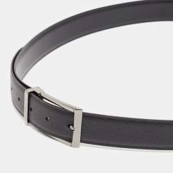 Pre Owned Salvatore Ferragamo Black Leather Reversible Cut to Size Belt