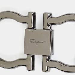 Pre Owned Salvatore Ferragamo Black/Brown Leather Cut to Size Reversible Gancini Belt