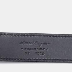 Pre Owned Salvatore Ferragamo Black Suede Cut to Size Reversible Gancini Buckle Belt