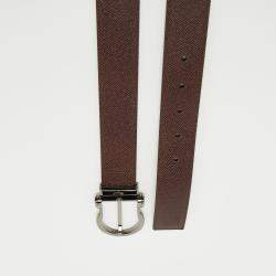 Pre Owned Salvatore Ferragamo Brown/Black Leather Cut to Size Reversible Gancini Buckle Belt