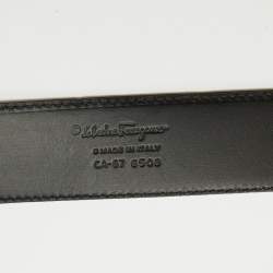 Pre Owned Salvatore Ferragamo Dark Brown/Black Leather Cut to Size Reversible Gancini Buckle Belt