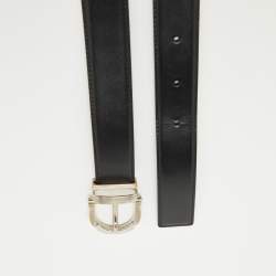 Salvatore Ferragamo Black/Brown Leather Cut to Size Reversible Gancini Buckle Belt