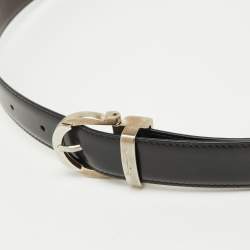 Salvatore Ferragamo Black/Brown Leather Cut to Size Reversible Gancini Buckle Belt