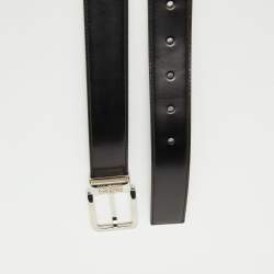 Pre Owned Salvatore Ferragamo Black/Brown Leather Cut to Size Reversible Buckle Belt