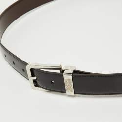 Pre Owned Salvatore Ferragamo Black/Brown Leather Cut to Size Reversible Buckle Belt