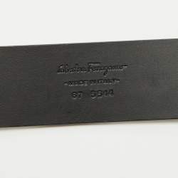 Pre Owned Salvatore Ferragamo Black Leather Cut to Size Gancini Buckle Belt
