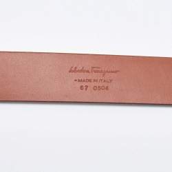 Pre Owned Salvatore Ferragamo Tan/Brown Leather Gancini Reversible Belt 85CM