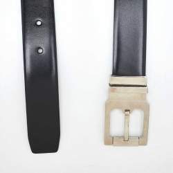 مملوكة مسبقًا Salvatore Ferragamo Black/Dark Brown Leather Cut to Size Reversible Buckle Belt