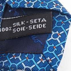 Pre Owned Salvatore Ferragamo Blue Printed Silk Tie