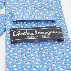 Salvatore Ferragamo Blue Printed Silk Tie 