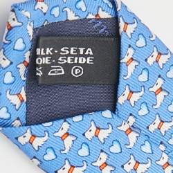Salvatore Ferragamo Blue Printed Silk Tie 