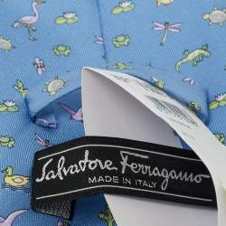 Pre Owned Salvatore Ferragamo Blue Pond Print Silk Tie