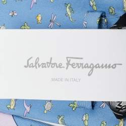 Pre Owned Salvatore Ferragamo Blue Pond Print Silk Tie