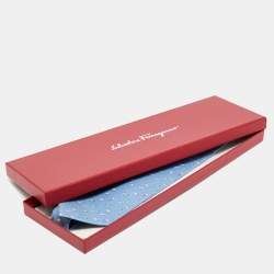 Pre Owned Salvatore Ferragamo Blue Pond Print Silk Tie