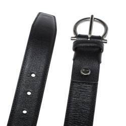 Pre Owned Salvatore Ferragamo Black Leather Gancio Buckle Belt 95CM
