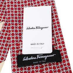 Pre Owned Salvatore Ferragamo Red Gancini Print Silk Tie