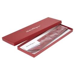 Pre Owned Salvatore Ferragamo Red Gancini Print Silk Tie