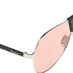 Salvatore Ferragamo Silver/Green SF220SL Aviator Sunglasses