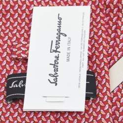Pre Owned Salvatore Ferragamo Red Diama Bird Printed Silk Tie