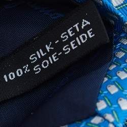 Pre Owned Salvatore Ferragamo Blue Steaming Coffee Mug Printed Silk Tie