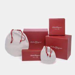 Pre Owned Salvatore Ferragamo Sterling Silver Engraved Logo Pendant Necklace