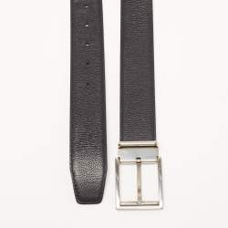 Pre Owned Salvatore Ferragamo Black Leather Buckle Cut to Size Belt