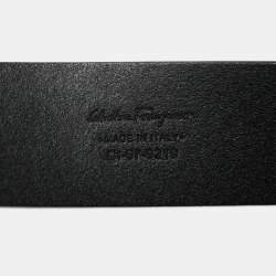 Pre Owned Salvatore Ferragamo Black Leather Gancini Belt 120 CM