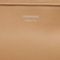 Salvatore Ferragamo Light Brown Leather Zip Pouch