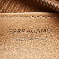 Salvatore Ferragamo Light Brown Leather Zip Pouch