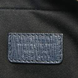 Pre Owned Salvatore Ferragamo Navy Blue Leather Zip Briefcase Bag