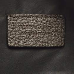 مملوكة مسبقًا Salvatore Ferragamo Choco Brown Gancini Embossed Leather Toiletry Pouch