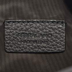 مملوكة مسبقًا Salvatore Ferragamo Black Gancini Embossed Leather Toiletry Pouch