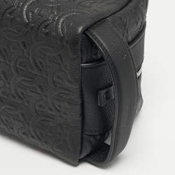 مملوكة مسبقًا Salvatore Ferragamo Black Gancini Embossed Leather Toiletry Pouch