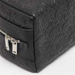 مملوكة مسبقًا Salvatore Ferragamo Black Gancini Embossed Leather Toiletry Pouch