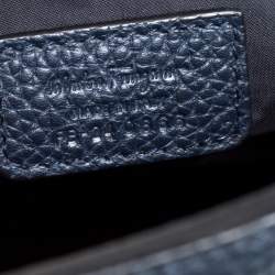 Salvatore Ferragamo Navy Blue Gancio Embossed Leather Messenger Bag
