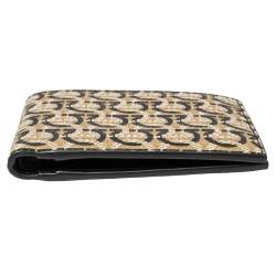 Salvatore Ferragamo Beige/Black Signature Coated Canvas Bifold Wallet