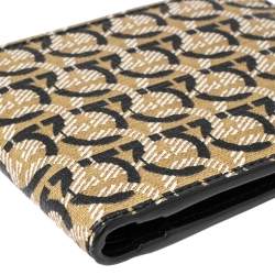Salvatore Ferragamo Beige/Black Signature Coated Canvas Bifold Wallet