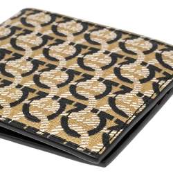 Salvatore Ferragamo Beige/Black Signature Coated Canvas Bifold Wallet