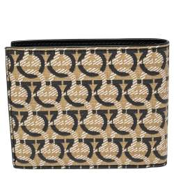 Salvatore Ferragamo Beige/Black Signature Coated Canvas Bifold Wallet