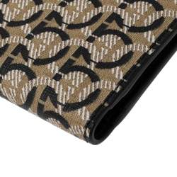 Salvatore Ferragamo Beige/Black Gancini Print Canvas Bifold Wallet
