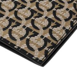 Salvatore Ferragamo Beige/Black Gancini Print Canvas Bifold Wallet