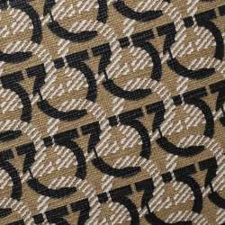Salvatore Ferragamo Beige/Black Gancini Print Canvas Bifold Wallet