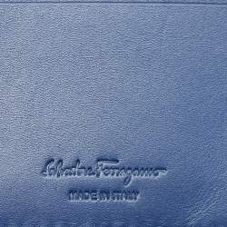 Salvatore Ferragamo Brown/Blue Leather Gancini Card Holder