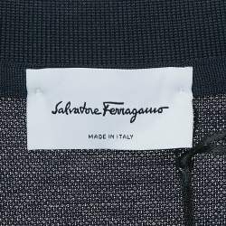 Pre Owned Salvatore Ferragamo Navy Blue Cotton Pique Polo T-Shirt S