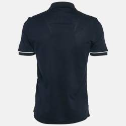 Pre Owned Salvatore Ferragamo Navy Blue Cotton Pique Polo T-Shirt S