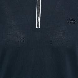 Pre Owned Salvatore Ferragamo Navy Blue Cotton Pique Polo T-Shirt S